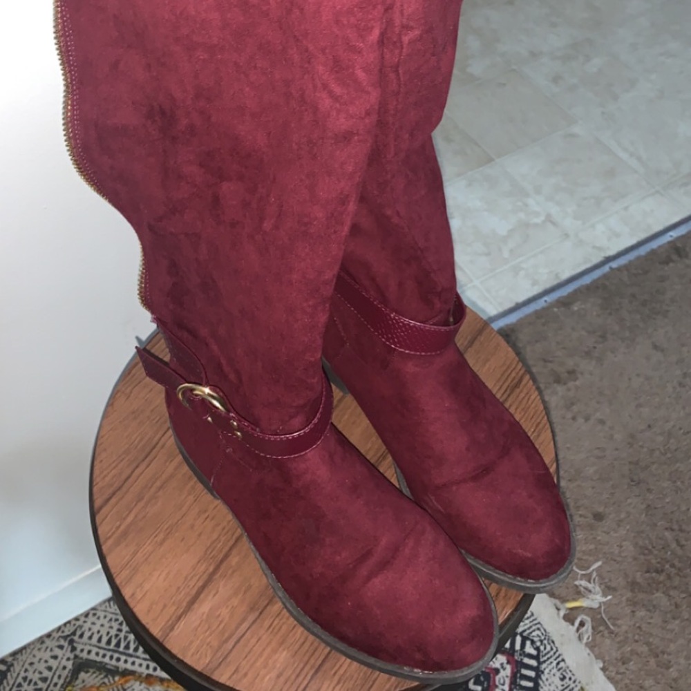 Velvet Thigh High Boots (In Box)